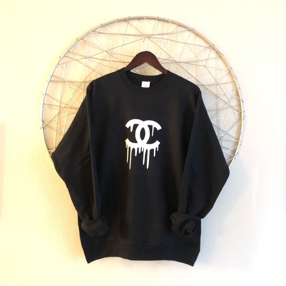 NEW custom white logo crewneck